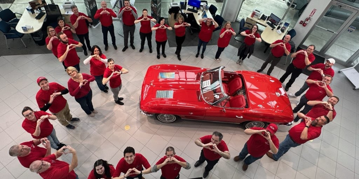 employees in heart shape